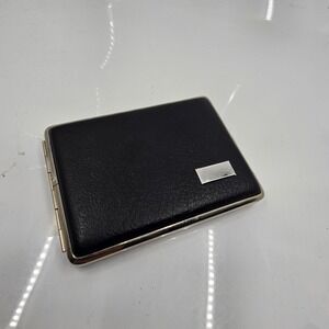 Vtg MCM Colibri Cigarette Case Black Faux Leather Gold Tone Made in W Germany